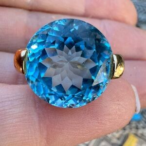 24.55ctw genuine custom cut blue topaz high end cocktail ring$1200